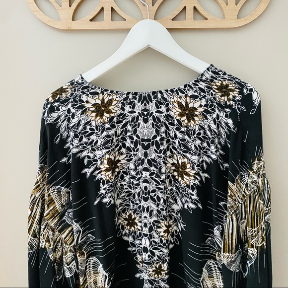 Free People Birds of a Feather Floral Blouse Black Sz Small - Picture 7 of 9